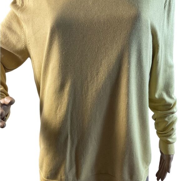 Banana Republic Sweater Mens Size Large Yellow Luxury Silk Cashmere Blend V-Neck - Picture 2 of 15